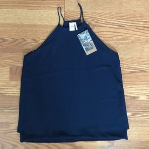 Navy Blue Flowy Halter Top